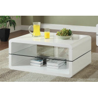 Coaster Furniture 703268 Rectangle 2-shelf Coffee Table Glossy White